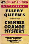 The Chinese Orange Mystery - Kaft uitgave Gollancz, Londen, 1949 (8ste druk) met harde rode kaft en op de rug gouden letters