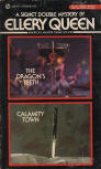 The Dragon's Teeth/Calamity Town - kaft pocketboek uitgave, Signet Double Mystery, J9208, May 1 1980 (met vergissing in de benaming van de afbeeldingen?)