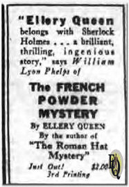 Add for "The French Powder Mystery" in "The New York Evening Post" (July 17. 1930) 
