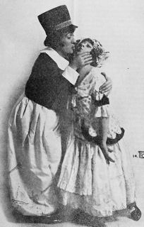 Florenz Kolb en Adelaide Harland respectievelijk gekleed als een Nederlandse jongen en meisje die een muzikale satire introduceren genaamd "Evolution, 1860 - 1920" in een programma van the Orpheum Theater San Francisco, 1913.