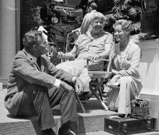 Ralph Bellamy, Eleanor Roosevelt, en Greer Garson ("Sunrise at Campobello" filmend), Hyde Park, 1960