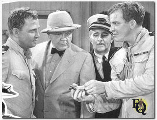 Boteler’s (second from the left) next serial role was in the pre-war espionage outing Don Winslow of the Navy (Universal, 1941); as Navy Intelligence operative Mike Splendor, Boteler served as a secondary sidekick to Navy commander Winslow (Don Terry)