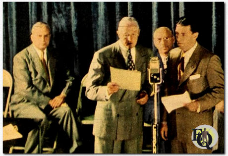 "Lux Radio Theater" (1948) (L-R): Herb Butterfield, Produced William Keighley, Announcer John Milton Kennedy, Ira Grossel.