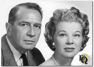 Donald Cook and Glenda Farrell in "Masquerade" (aka "Lovely Star, Good Night") a play in three acts which was performed at the John Golden Theatre on Mar 16, 1959.