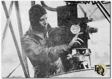 Larry Darmour, Gaumount Cameraman, assigned to the staff of General Pershing his duty was photographing the enemy positions from aeroplanes.