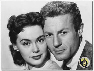 Richard en Barbara Rush in een promotionele foto voor "When Worlds Collide" (1951).