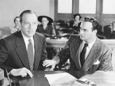 Melvyn Douglas en Lawrence Dobkin in "On The Loose" (RKO Radio Pictures, 28 sep 1951)