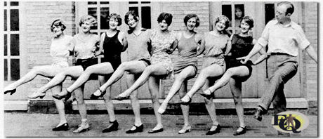 Mary Kenny (third girl from the left in "Russell Markert's Markettes", believed to be one of the predecessors of the famous Rockettes (Missouri Rockets, American Rockets, Rosettes, Roxyettes). Early in their marriage, she became one of the first Rockettes when Radio City Music Hall opened.
