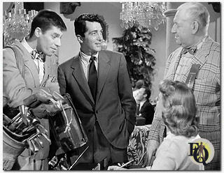 "The Caddy" (York Pictures, Aug 10 1953) with (L-R) Jerry Lewis, Dean Martin, Barbara Bates, and Howard Smith (as golf official).