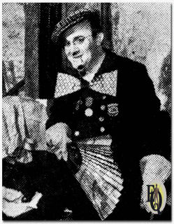 For Auld Lang Syne, Ed Latimer heard in "Home of the Brave", dons costumes he has worn in stellar roles on stage. He owns a trunk full of 'em (Nov. 1941).