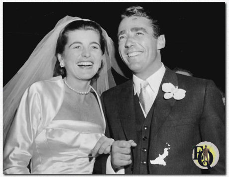 Peter Lawford en zijn bruid Patricia Kennedy (24 april 1954)