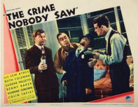 One of eight lobby cards for "The Crime Nobody Saw".
