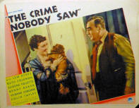 One of eight lobby cards for "The Crime Nobody Saw".
