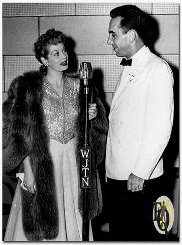 Lucille Ball's visit to WJTN Studios, 1946 Lucile Ball & WJTN announcer, Rex Marshall. WJTN was licensed to Jamestown, N.Y.