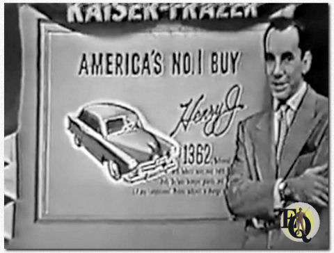 Rex Marshall doing the live advertisement for Kaiser-Frazer's Henry J. Car in "The Adventures of Ellery Queen" (1951)