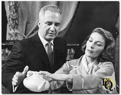 Margaret Hayes & director Albert McCleery, Matinee Theatre, NBC, 1956.