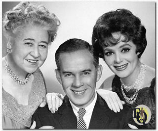 Promotional photo for "Pete and Gladys" (1960) with (L-R) Verna Felton, Harry Morgan, and Cara Williams.