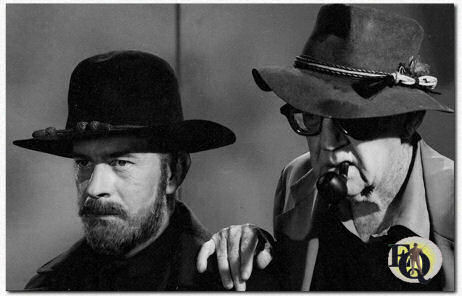 Harry Morgan in a candid picture with director John Ford for "How the West was Won" (1962)