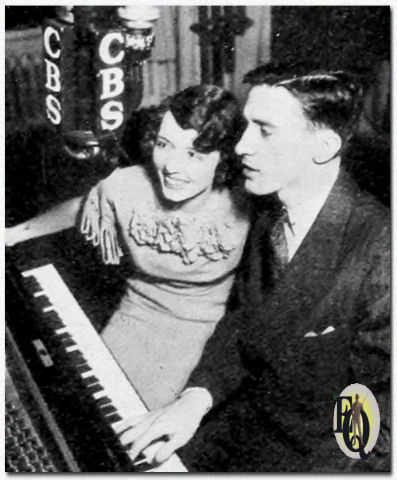 Together, Virginia Baker and Lyn Murray, stars of the Bill and Ginger programs rehearse for a broadcast ("Radio Stars", Oct 1933).