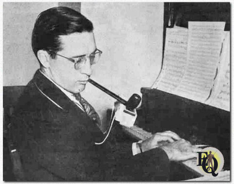  Lyn Murray likes nothing better than smoking a pipe while he is working on his music. He claims it helps him to relax. Rudy Vallee gave Lyn a pipe with a stem eight inches long and now its the favorite of his collection. Because of its length, the pipe kept turning and spilling ashes over his suit, so one of the boys of the Four Clubmen quartet rigged up a de vice that Murray clamps around his neck and it acts as a rest for the pipe, catches the ashes and holds a pack of matches ... ("Radio Guide", November 1939)