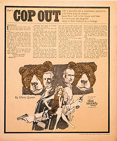 "Cop Out" werd gepubliceerd in "Star Weekly" in verschillende delen tussen 17 en 24 april 1969 (Illustratie door Jim McCarthy).