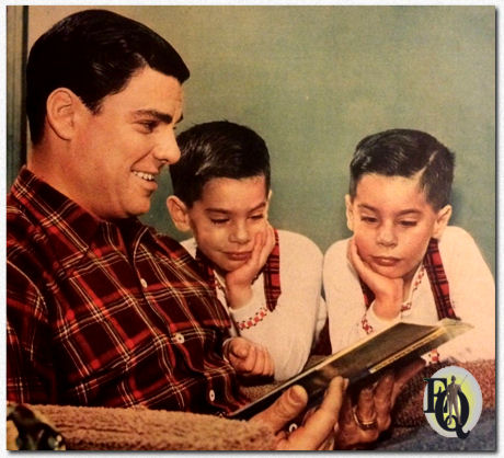 Bert reading for his twins Jeffrey and Joel ("the twin with the mole").