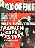 Advertentie voor de film "The Spanish Cape Mystery" uit "Boxoffice", 12 oktober 1935.