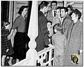 Neighbors attempt to run a respected citizen out of town when they learn he is a former convict. Charlotte played Anna Blake (2nd from L) in "Studio One"' (CBS, March 15. 1954) "Thunder on Sycamore Street".