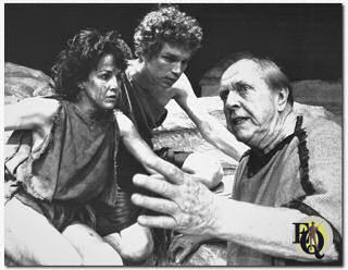 "The Greeks" (Back Alley Theater, Van Nuys, CA., april 1986) met (L-R) Sharonlee McLean, Alden Millikan en Bill-Zuckert.